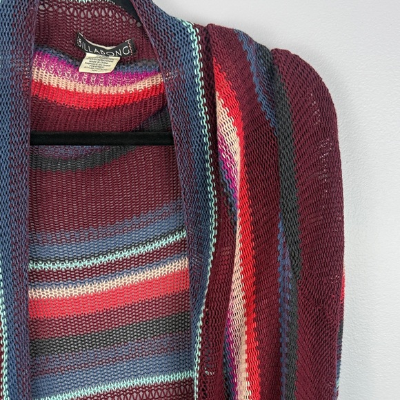 Billabong Boho Striped Open Front Fringe High-Low Hem Cardigan Sweater - Size M - Picture 8 of 14